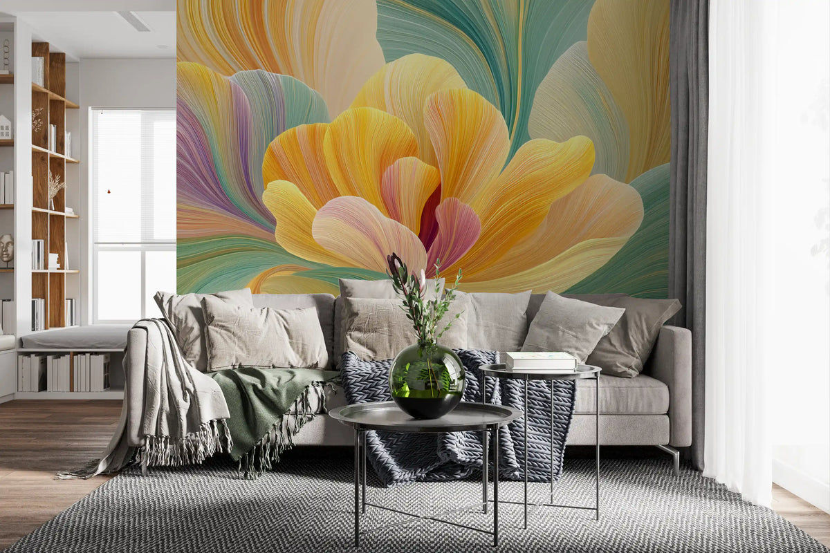 Pastel Petal Layers Wall Mural
