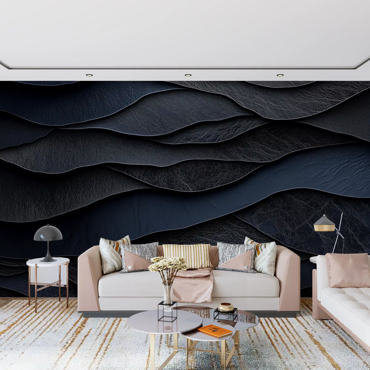 Dark Midnight  Leather Layers Wall Mural