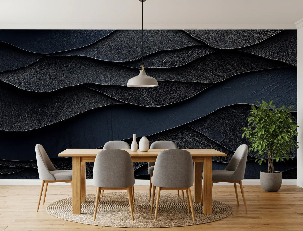 Dark Midnight  Leather Layers Wall Mural