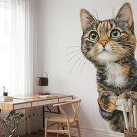 Curious Cat Illustration Wall Mural