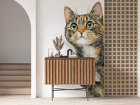 Curious Cat Illustration Wall Mural