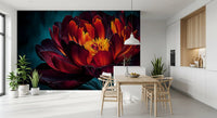 Fiery Crimson Peony Bloom Wall Mural