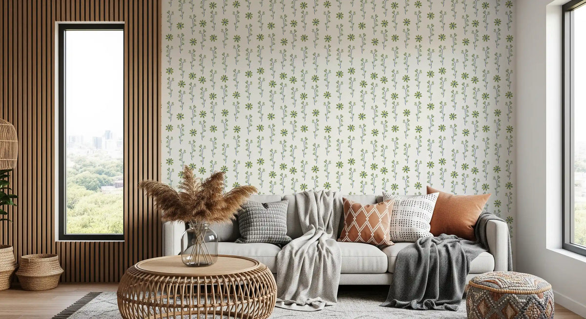 Minimalist Green Sprig Botanical Wallpaper⁠