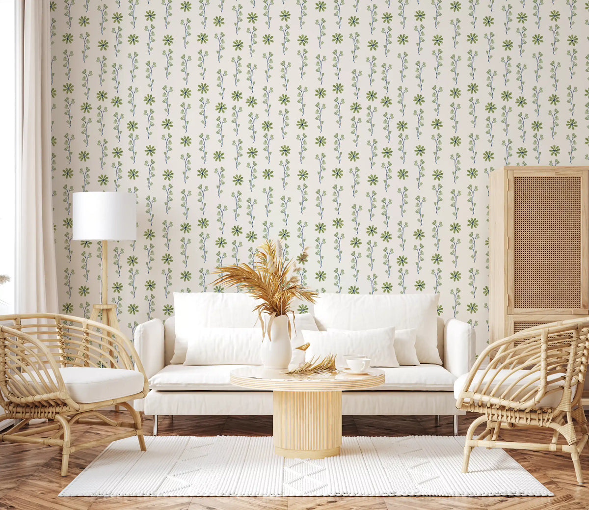 Minimalist Green Sprig Botanical Wallpaper⁠