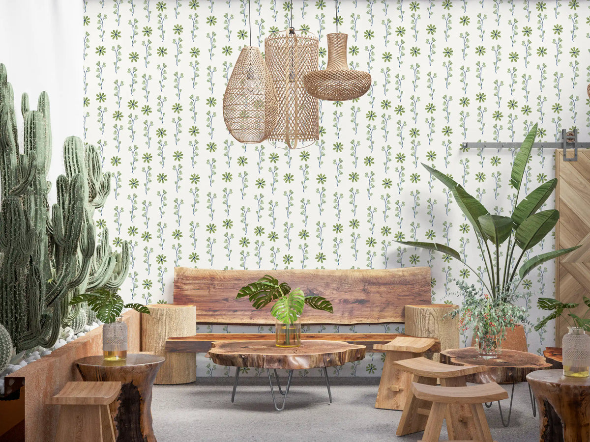 Minimalist Green Sprig Botanical Wallpaper⁠