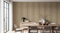 Ticking Checker Stripes - Beige Canvas Wallpaper⁠