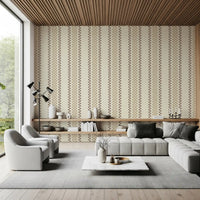 Ticking Checker Stripes - Beige & Chocolate Wallpaper⁠