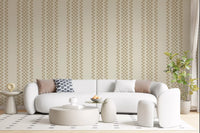 Ticking Checker Stripes - Beige Wallpaper⁠