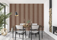 Ticking Checker Stripes - Chocolate Canvas Wallpaper⁠