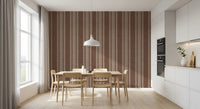 Ticking Checker Stripes - Chocolate Canvas Wallpaper⁠