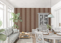 Ticking Checker Stripes - Chocolate Canvas Wallpaper⁠