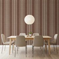 Ticking Checker Stripes - Chocolate Canvas Wallpaper⁠