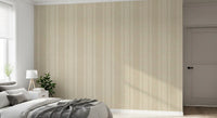 Ticking Checker Stripes - Cream Canvas Wallpaper⁠