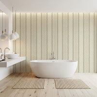 Ticking Checker Stripes - Cream & Sage Wallpaper⁠
