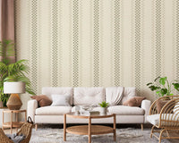 Ticking Checker Stripes - Sage & Cream Wallpaper⁠