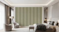 Ticking Checker Stripes - Sage Canvas Wallpaper⁠