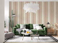 Ticking Checker Stripes - Terracotta Wallpaper⁠