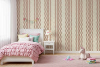 Ticking Checker Stripes - Terracotta Wallpaper⁠