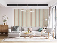 Ticking Checker Stripes - Terracotta & Watery Wallpaper⁠