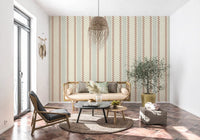 Ticking Checker Stripes - Watery & Terracotta Wallpaper⁠