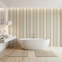 Ticking Checker Stripes - Watery & Terracotta Wallpaper⁠
