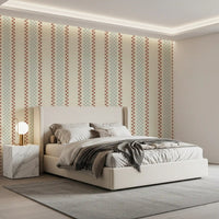 Ticking Checker Stripes - Watery & Terracotta Wallpaper⁠