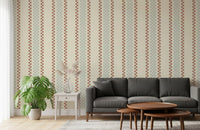 Ticking Checker Stripes - Watery & Terracotta Wallpaper⁠