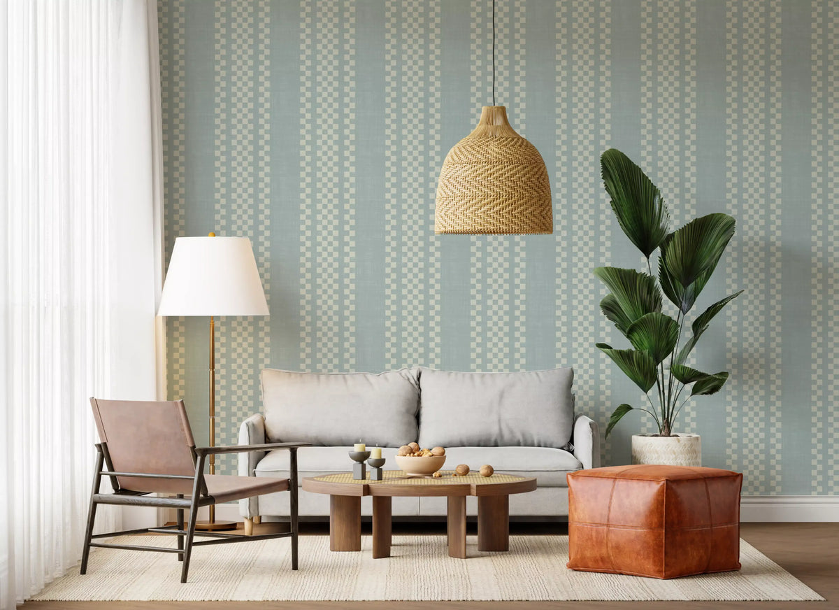 Ticking Checker Stripes - Watery Canvas Wallpaper⁠