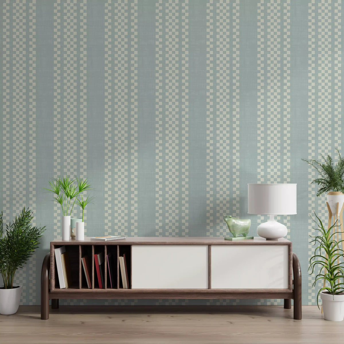 Ticking Checker Stripes - Watery Canvas Wallpaper⁠