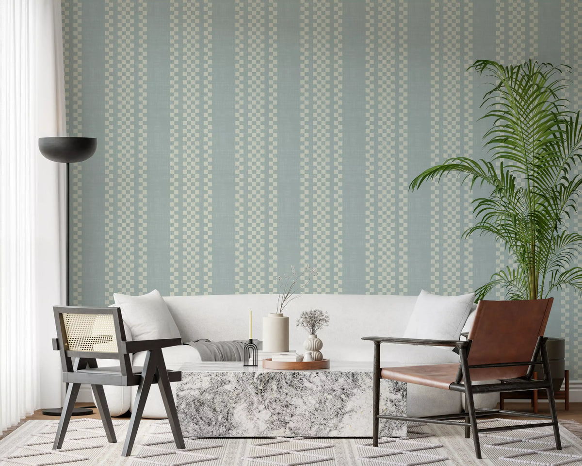 Ticking Checker Stripes - Watery Canvas Wallpaper⁠