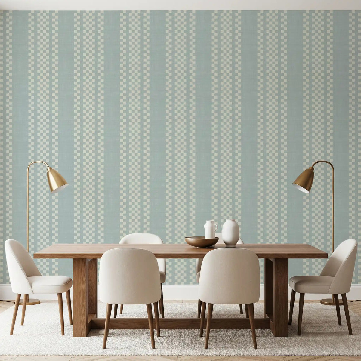 Ticking Checker Stripes - Watery Canvas Wallpaper⁠