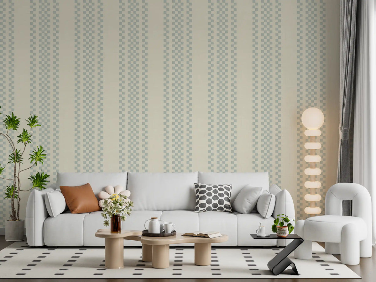 Ticking Checker Stripes - Watery Wallpaper⁠