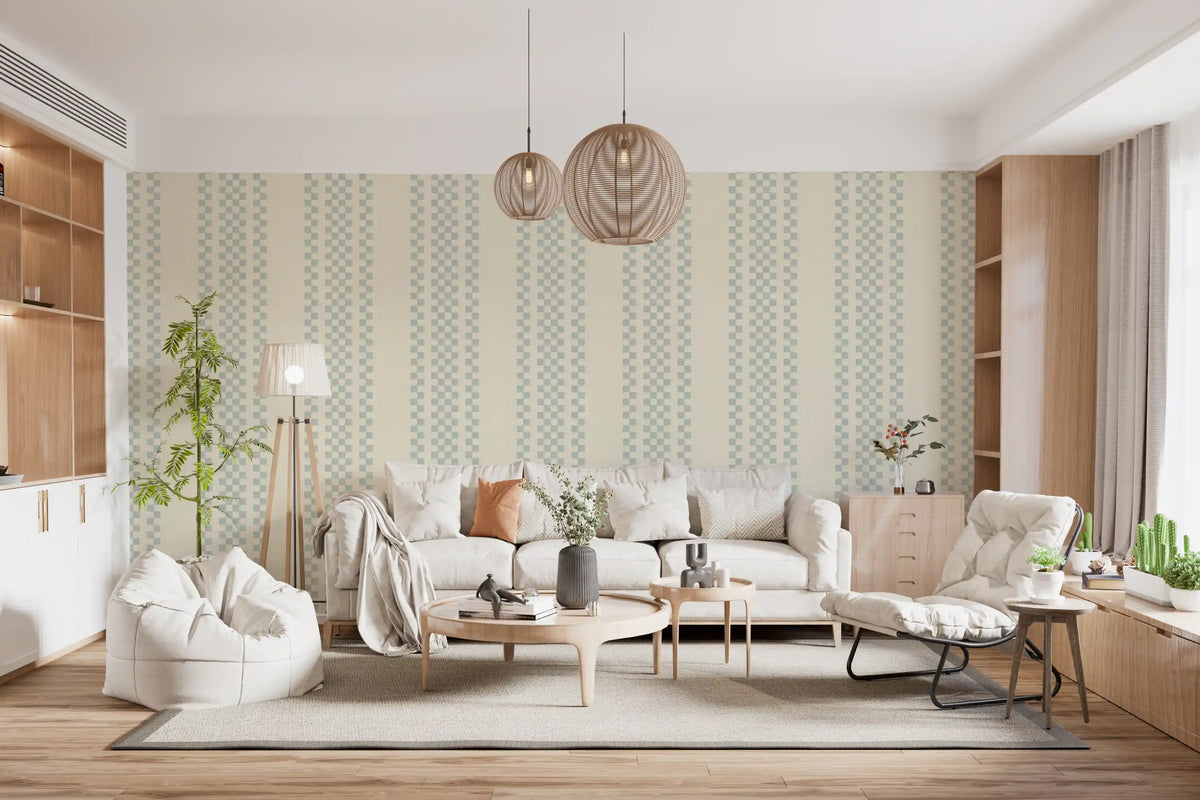 Ticking Checker Stripes - Watery Wallpaper⁠