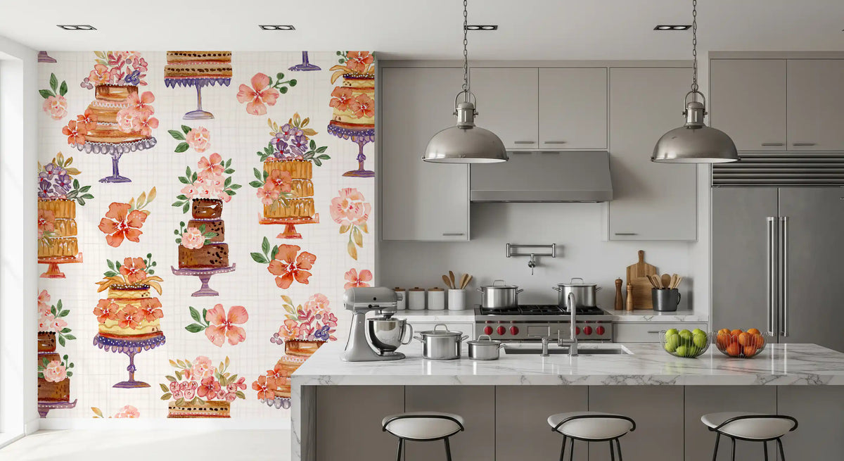 Floral Cake Celebration Wall Mural