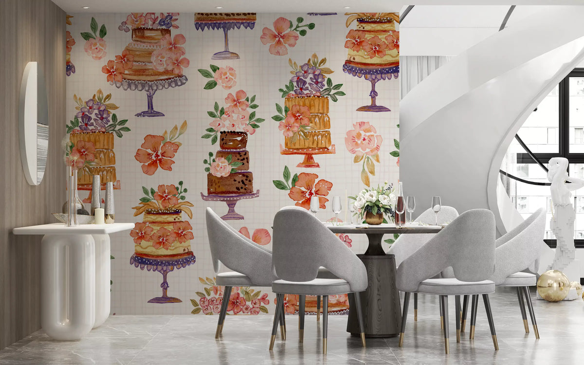 Floral Cake Celebration Wall Mural