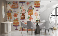Floral Cake Celebration Wall Mural