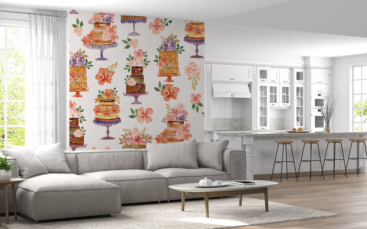 Floral Cake Celebration Wall Mural