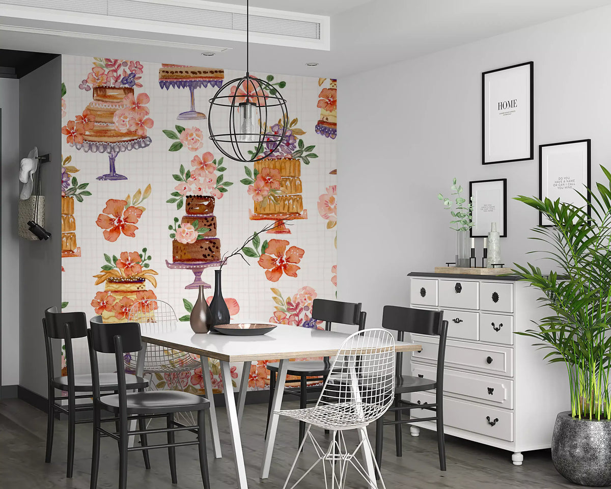 Floral Cake Celebration Wall Mural