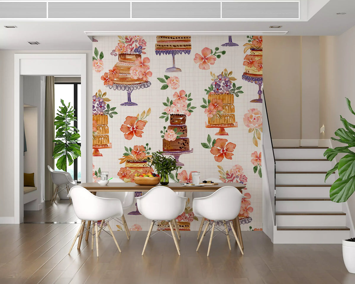 Floral Cake Celebration Wall Mural