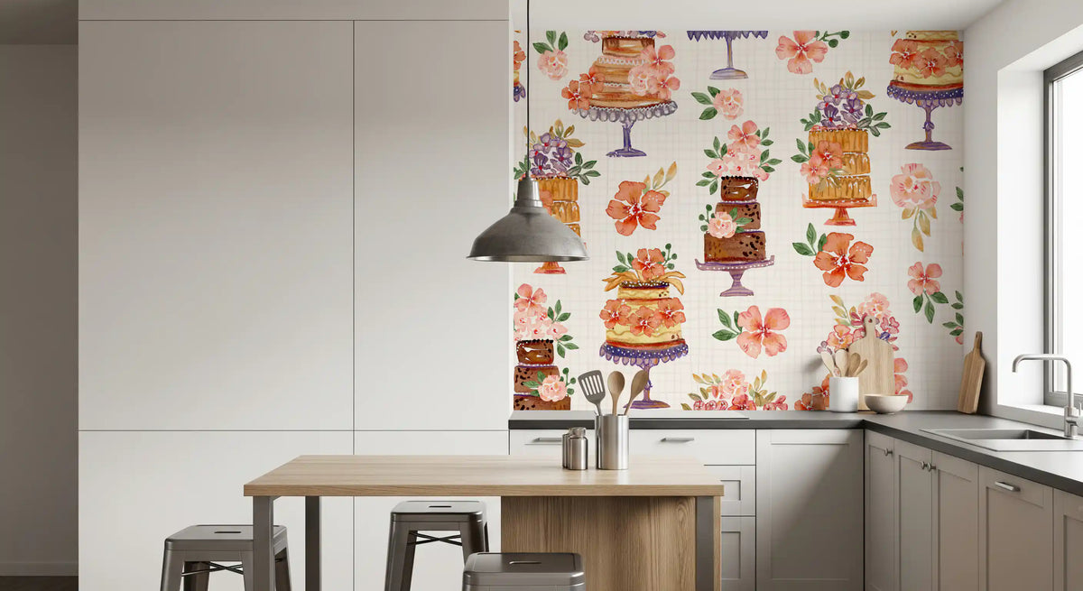 Floral Cake Celebration Wall Mural