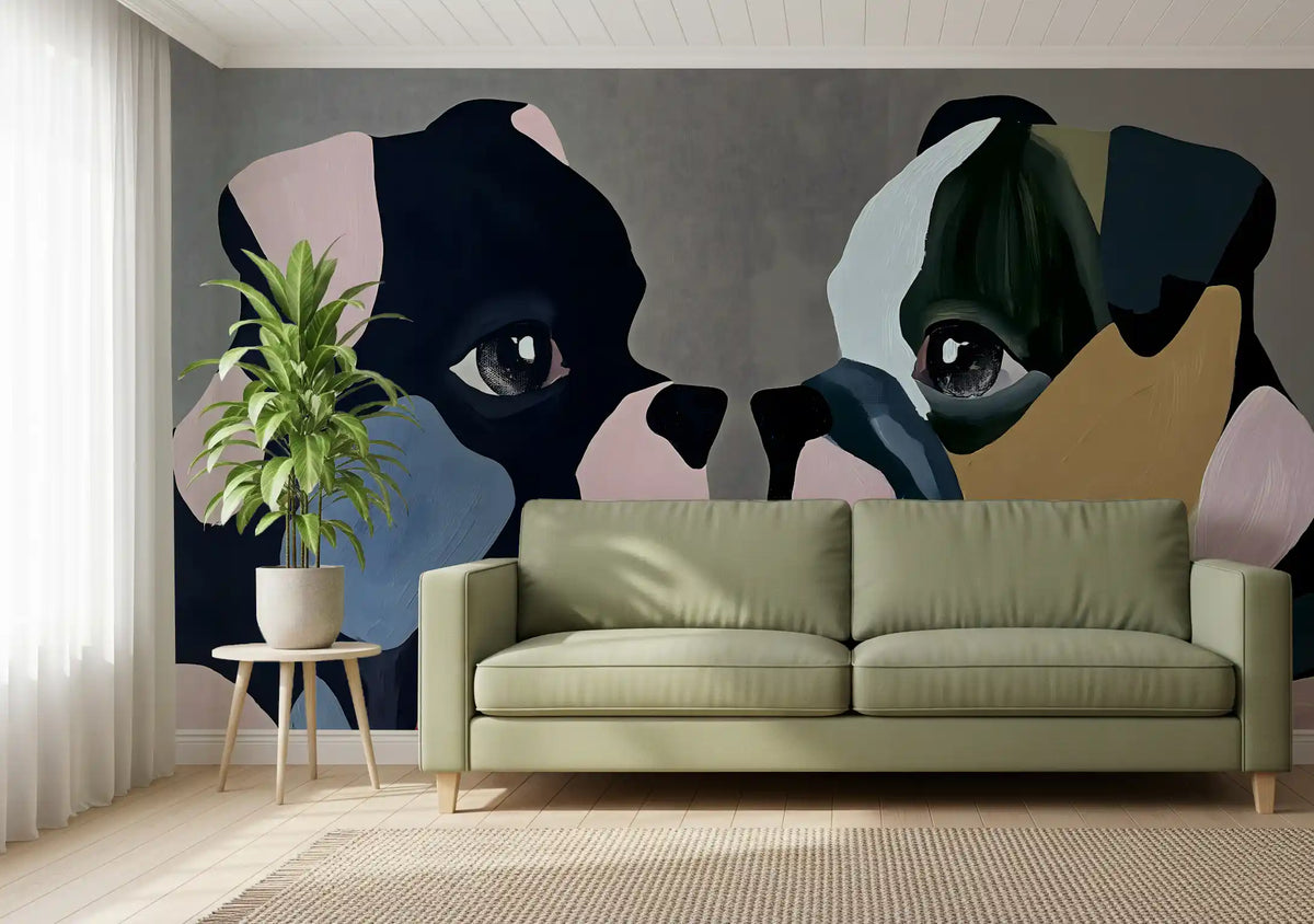 Abstract Dog Companions Wall Mural