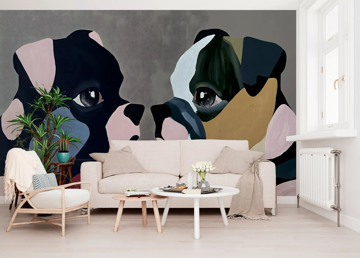 Abstract Dog Companions Wall Mural