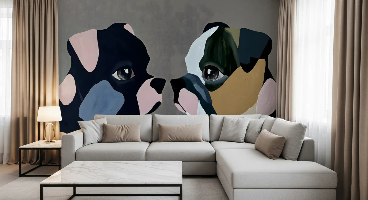 Abstract Dog Companions Wall Mural