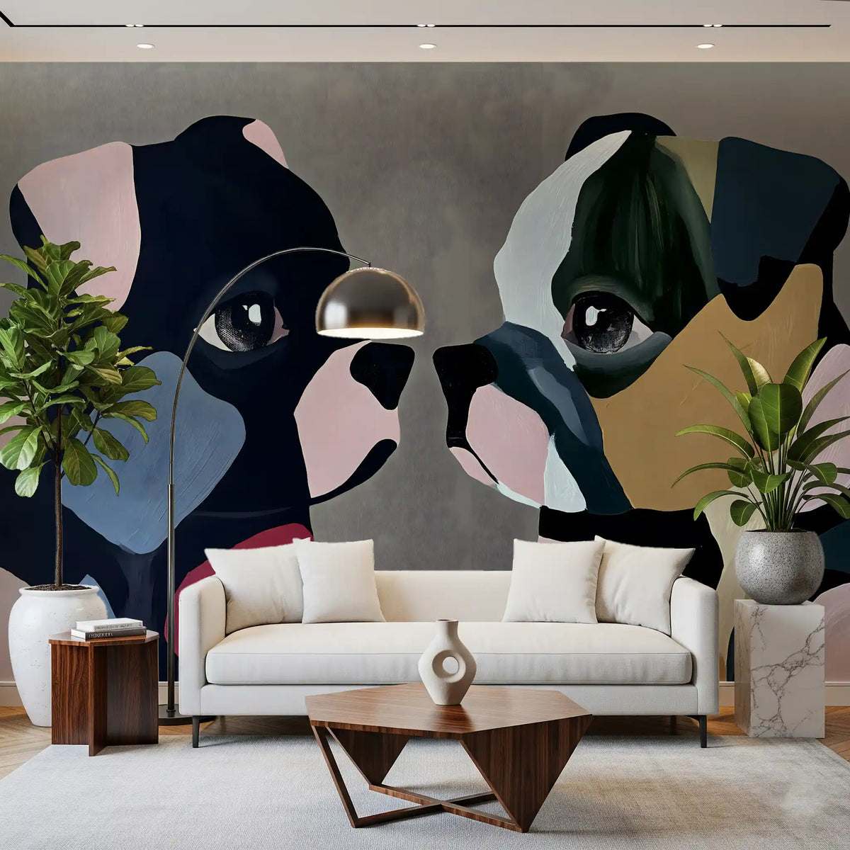 Abstract Dog Companions Wall Mural