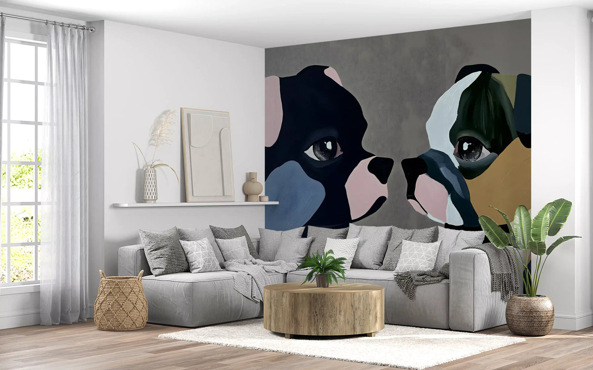 Abstract Dog Companions Wall Mural
