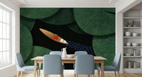 Lone Traveler Amidst Green Lily Pads Wall Mural