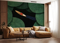 Lone Traveler Amidst Green Lily Pads Wall Mural