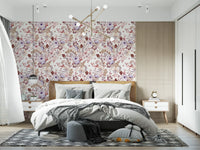 Boho Mauve Botanical Sketch Wallpaper⁠