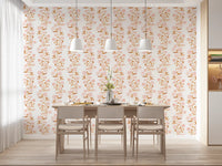 Watercolor Blush and Copper Vine Trailing Floral Wallpaper⁠