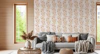 Watercolor Blush and Copper Vine Trailing Floral Wallpaper⁠